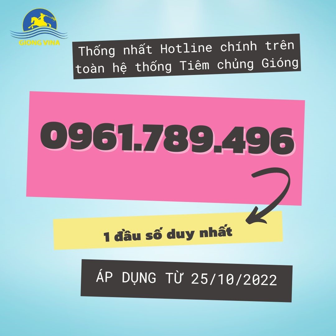 THÔNG BÁO SỐ HOTLINE CHO TOÀN HỆ THỐNG TIÊM CHỦNG GIÓNG