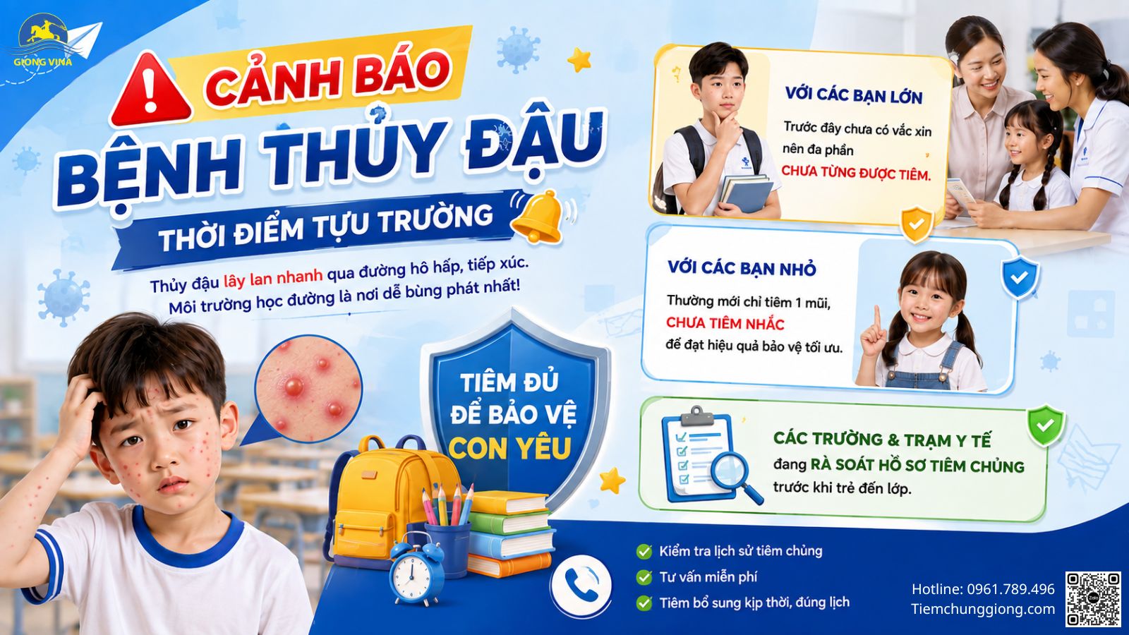 ĐỪNG ĐỂ CON MẮC THỦY ĐẬU NGAY TRƯỚC THỀM NĂM HỌC MỚI!
