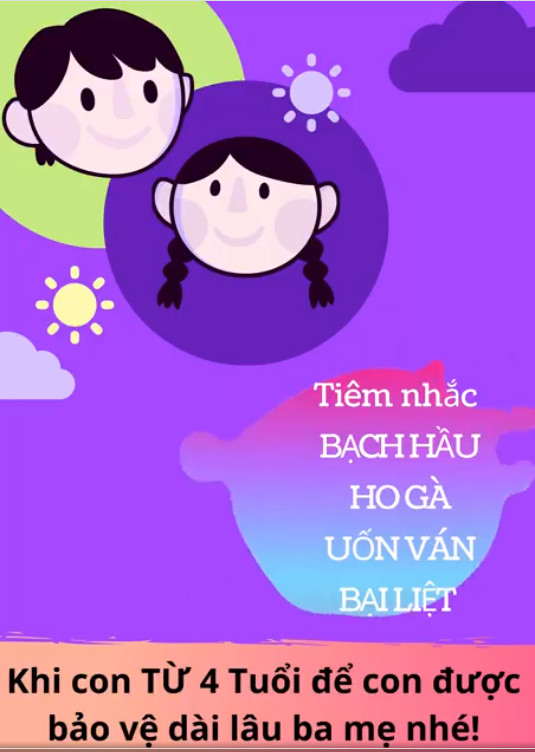 Tiêm nhắc bạch hầu – ho gà – uốn ván – bại liệt khi con từ 4 tuổi